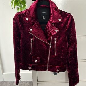Red Velvet Moto Jacket